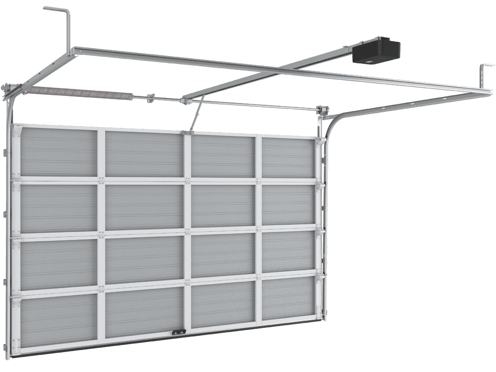 Гаражные секционные ворота из стальных однослойных панелей с торсионным механизмом RSD02-SLP
