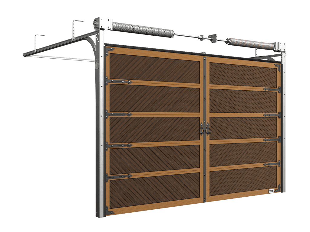 Гаражные секционные ворота из стальных сэндвич-панелей с торсионным механизмом RSD02 Premium