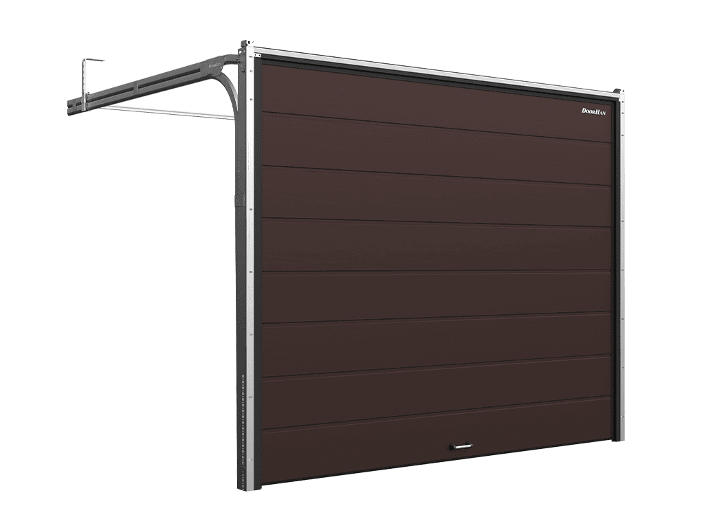 Гаражные секционные ворота из стальных сэндвич-панелей с пружинами растяжения RSD01BIW
