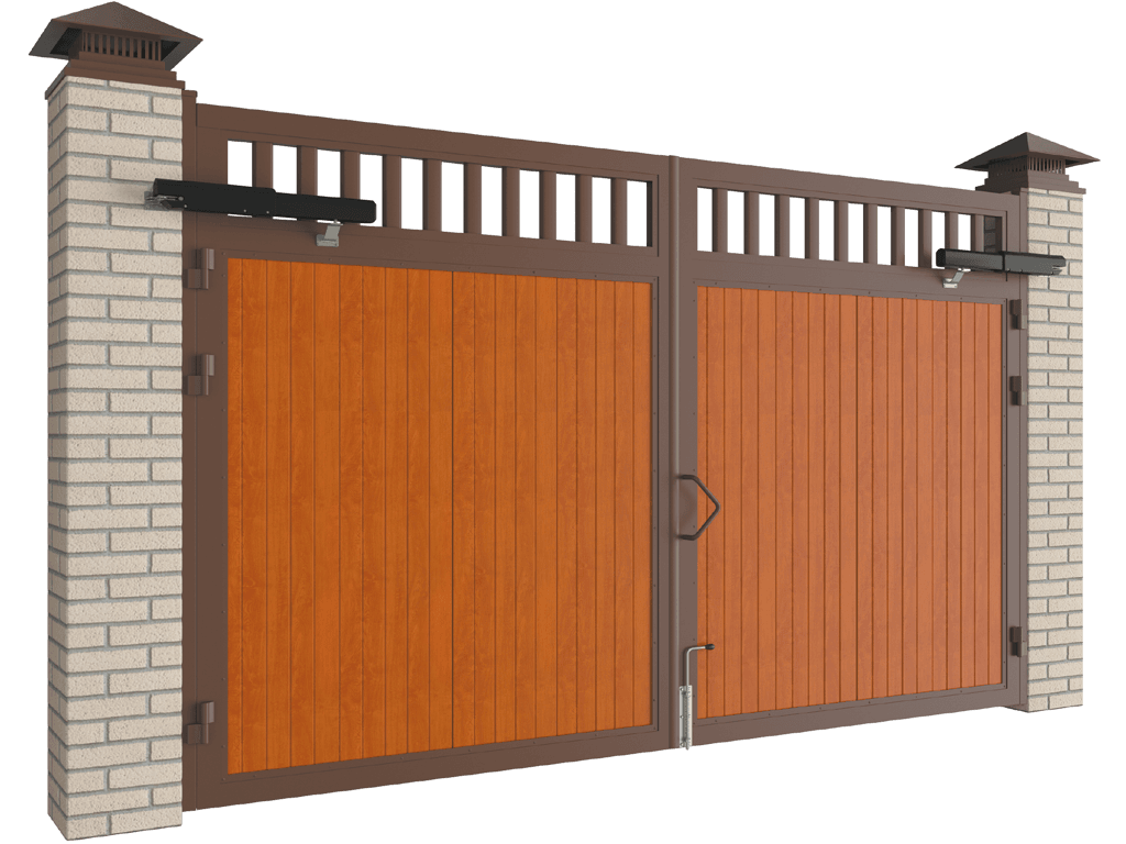 Распашные ворота в алюминиевой раме с заполнением сэндвич-панелями SWG‑A