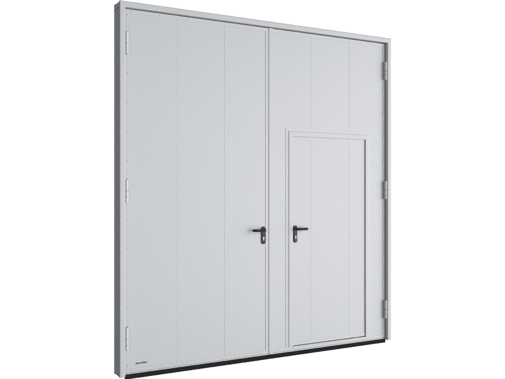 Распашные гаражные ворота из панелей с заполнением минеральной ватой серии VRGMV01