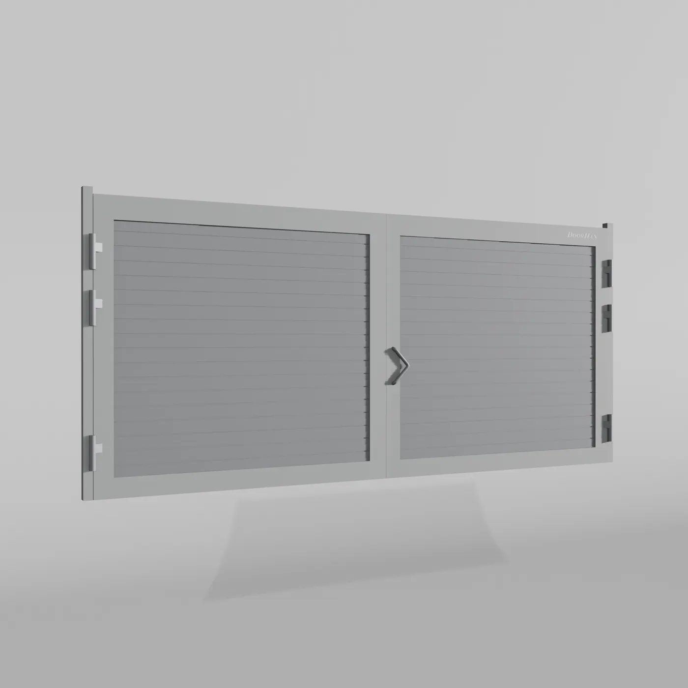 Распашные ворота DoorHan 4400х1500 цвета RAL 7004 (серый) с дизайном «доска» с автоматикой