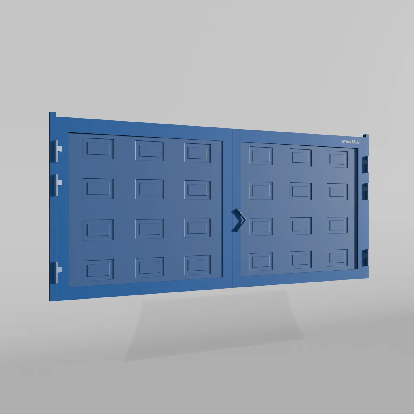 Распашные ворота DoorHan 4800х1800 цвета RAL 5005 (синий) с дизайном «филенка» без автоматики