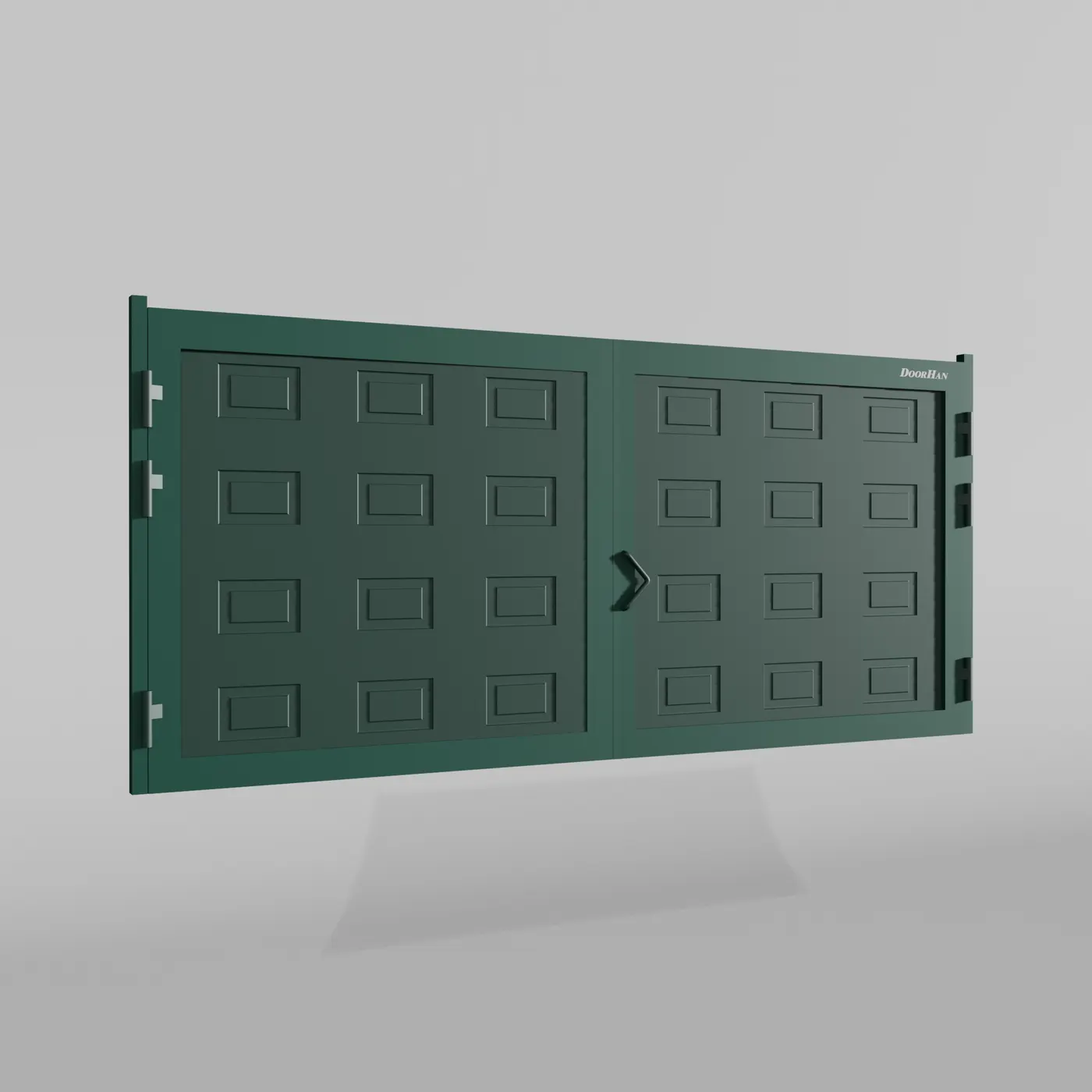Распашные ворота DoorHan 4200х1100 цвета RAL 6005 (зелёный) с дизайном «филенка» без автоматики