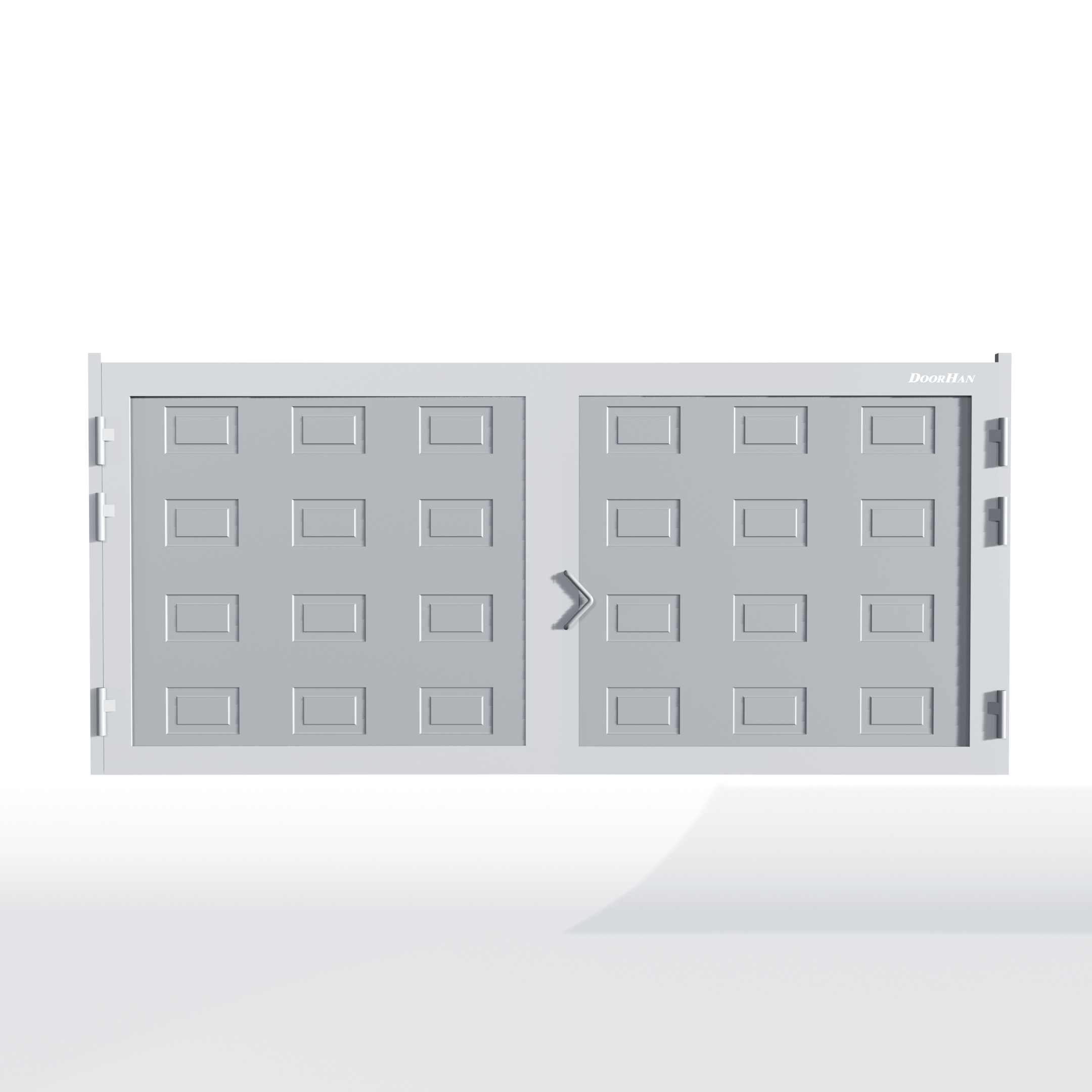 Распашные ворота DoorHan 4800х1200 цвета RAL 9006 (серебристый) с дизайном «филенка» с автоматикой — фото 3
