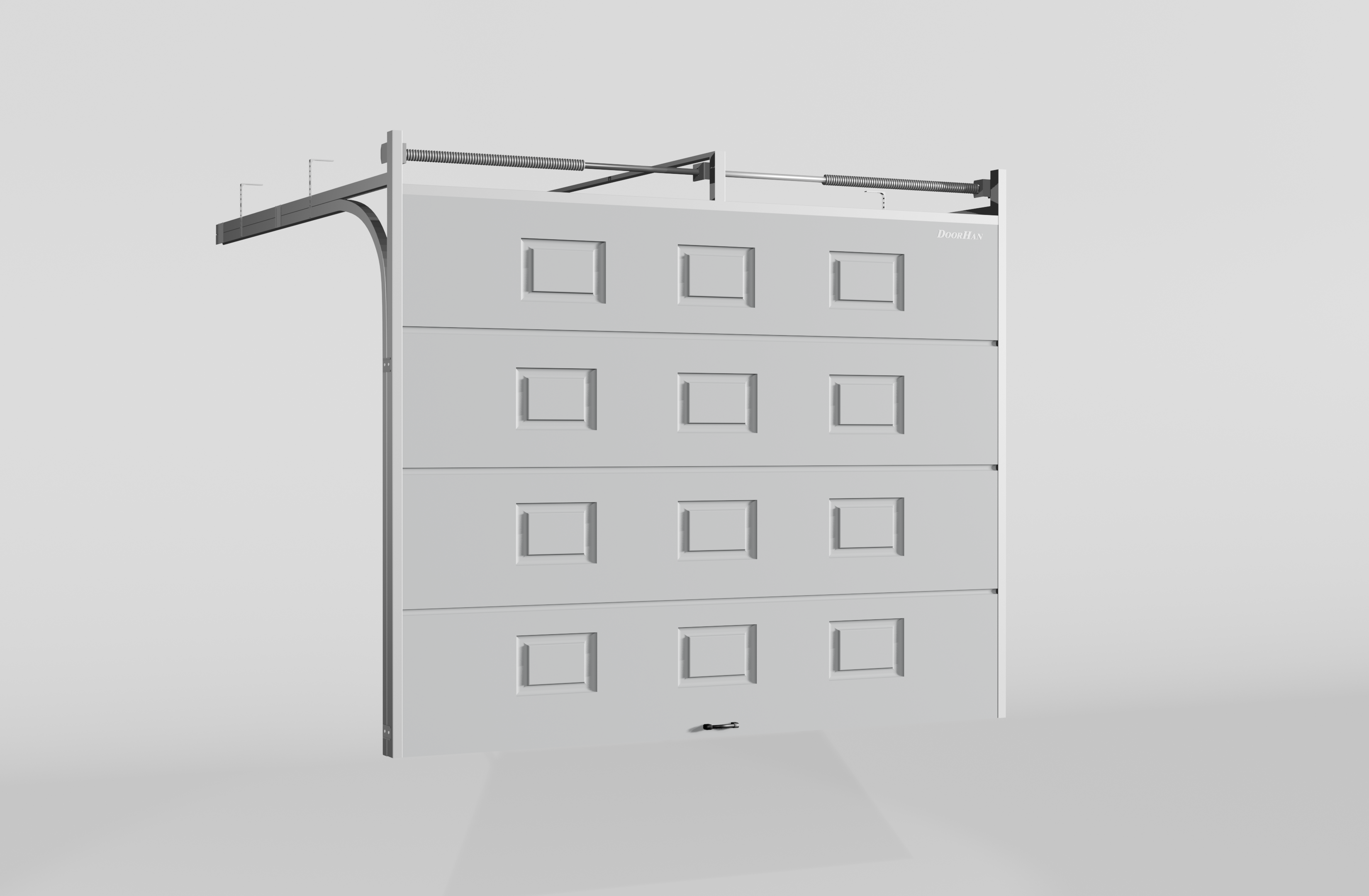Секционные ворота DoorHan стальные 2900х2700 цвета RAL 7004 (серый) с дизайном «филенка» без автоматики