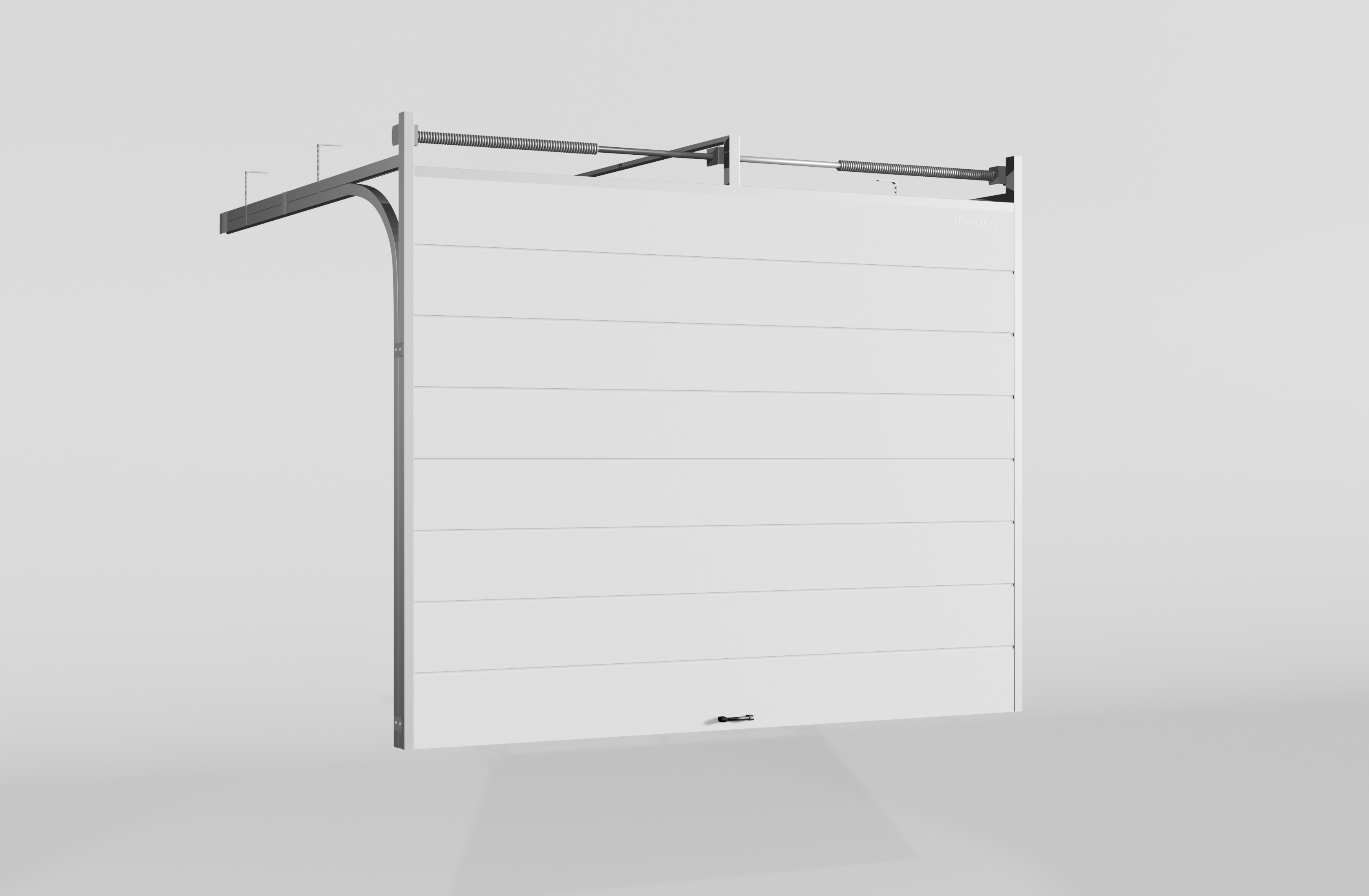 Секционные ворота DoorHan стальные 4700х2100 цвета RAL 9003 (белый) с дизайном «широкая центральная полоса» без автоматики