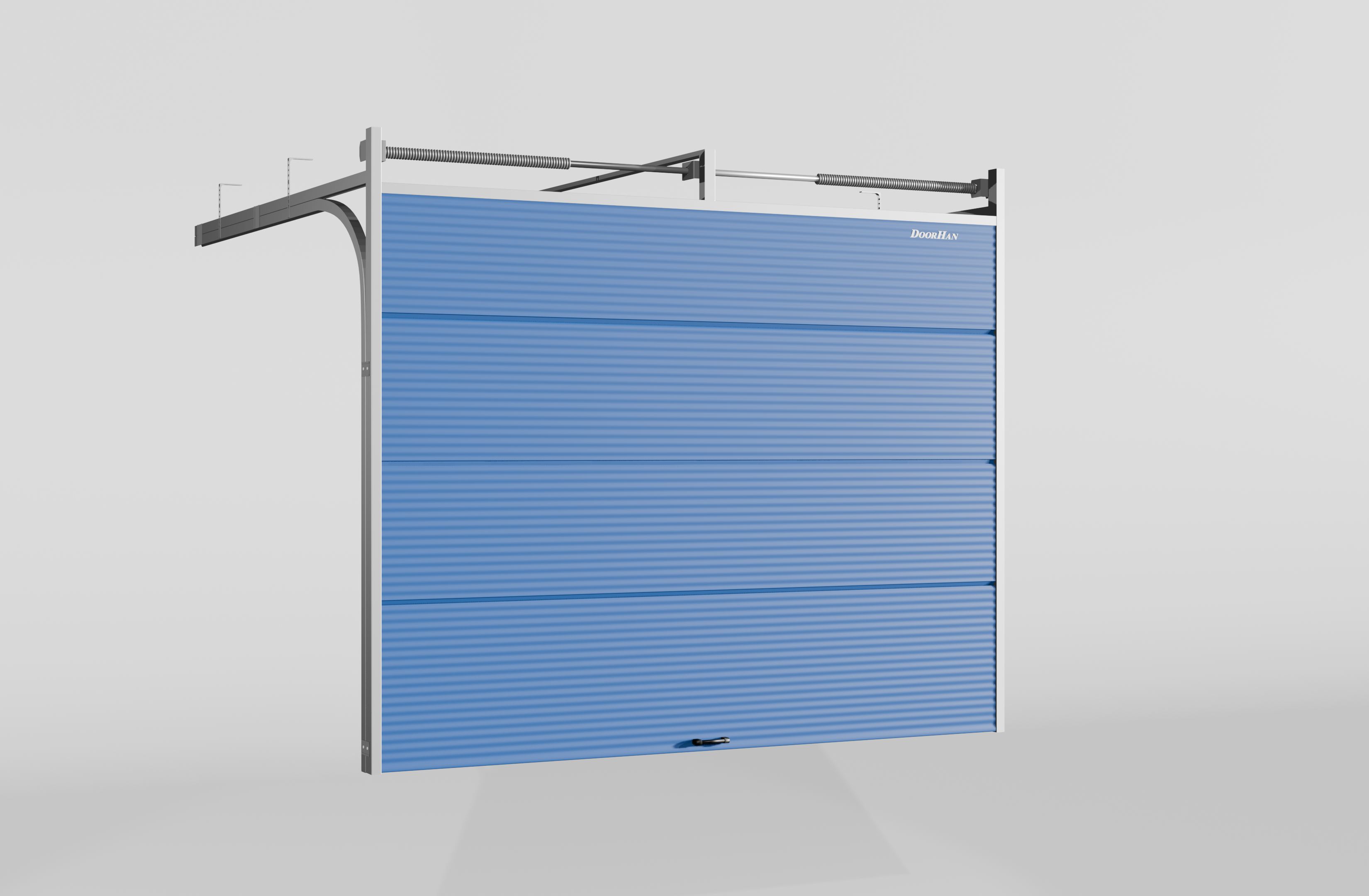 Секционные ворота DoorHan стальные 3900х2500 цвета RAL 5005 (синий) с дизайном «волна» без автоматики