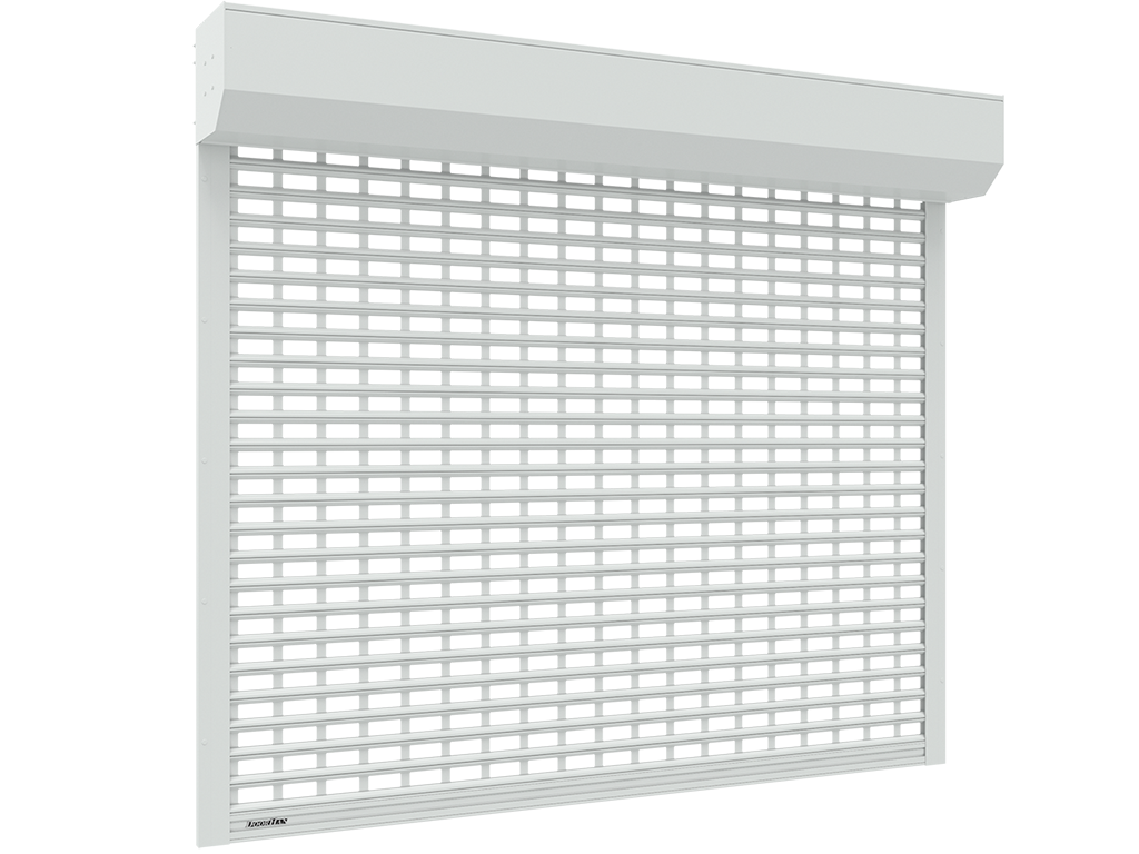 Рольворота из решетчатого экструдированного профиля RHE78G с прозрачными вставками